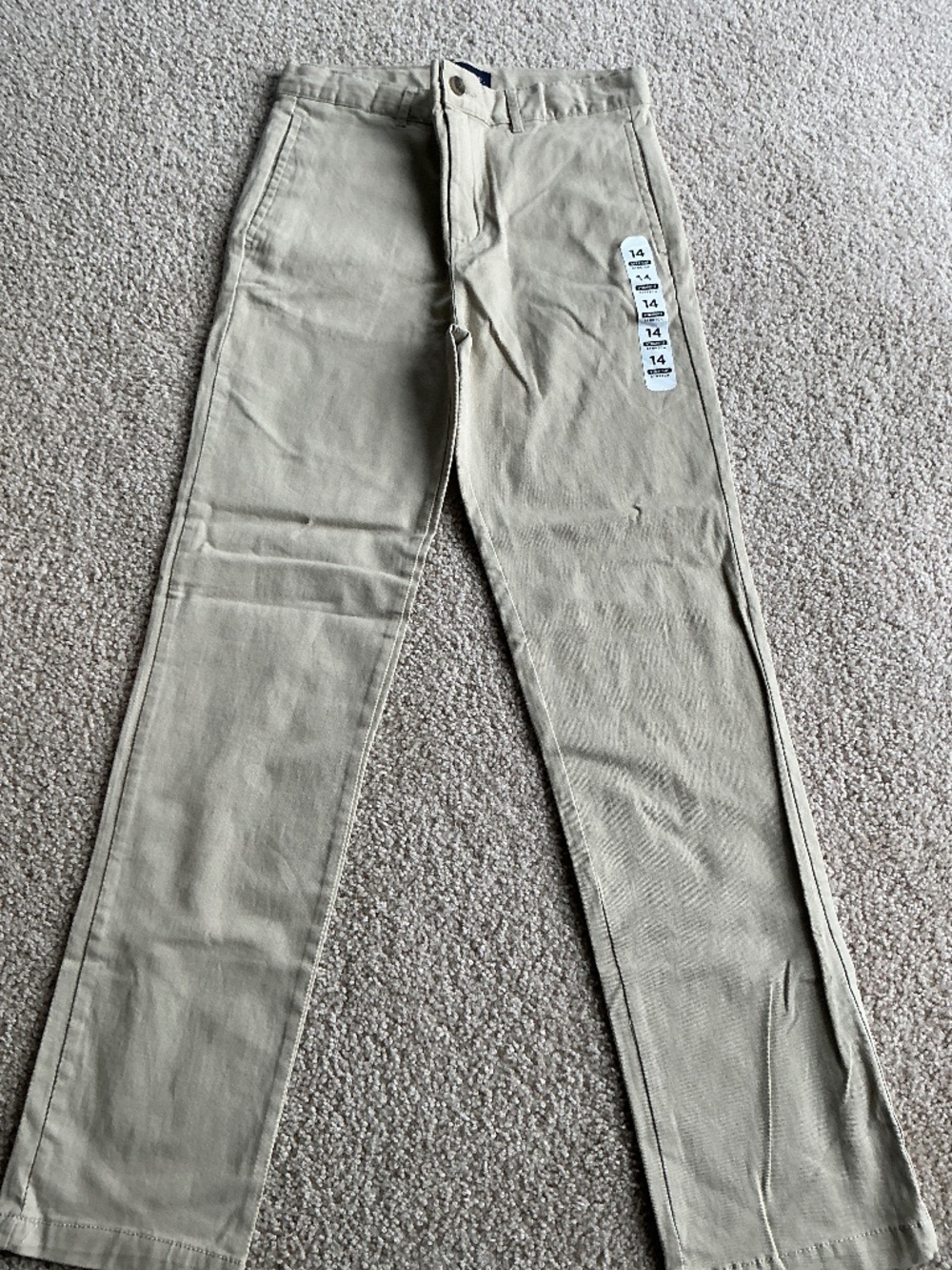 NWT Children’s Place Boys 14 Khaki Straight Chino Pants Adjustable Waist
